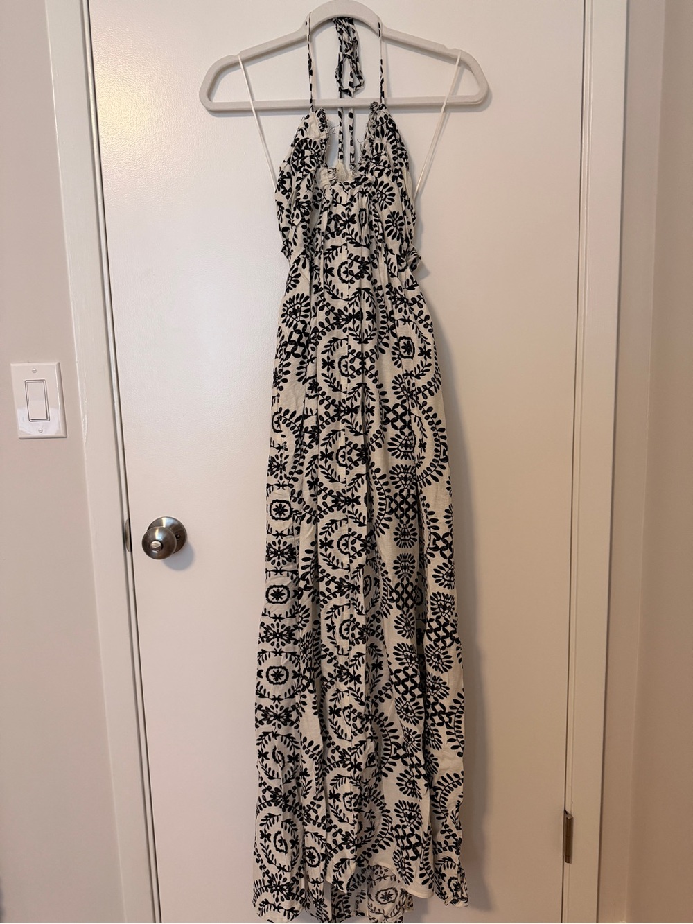 Black & White Halter Maxi Dress - Elegant Tropical Summer Dress